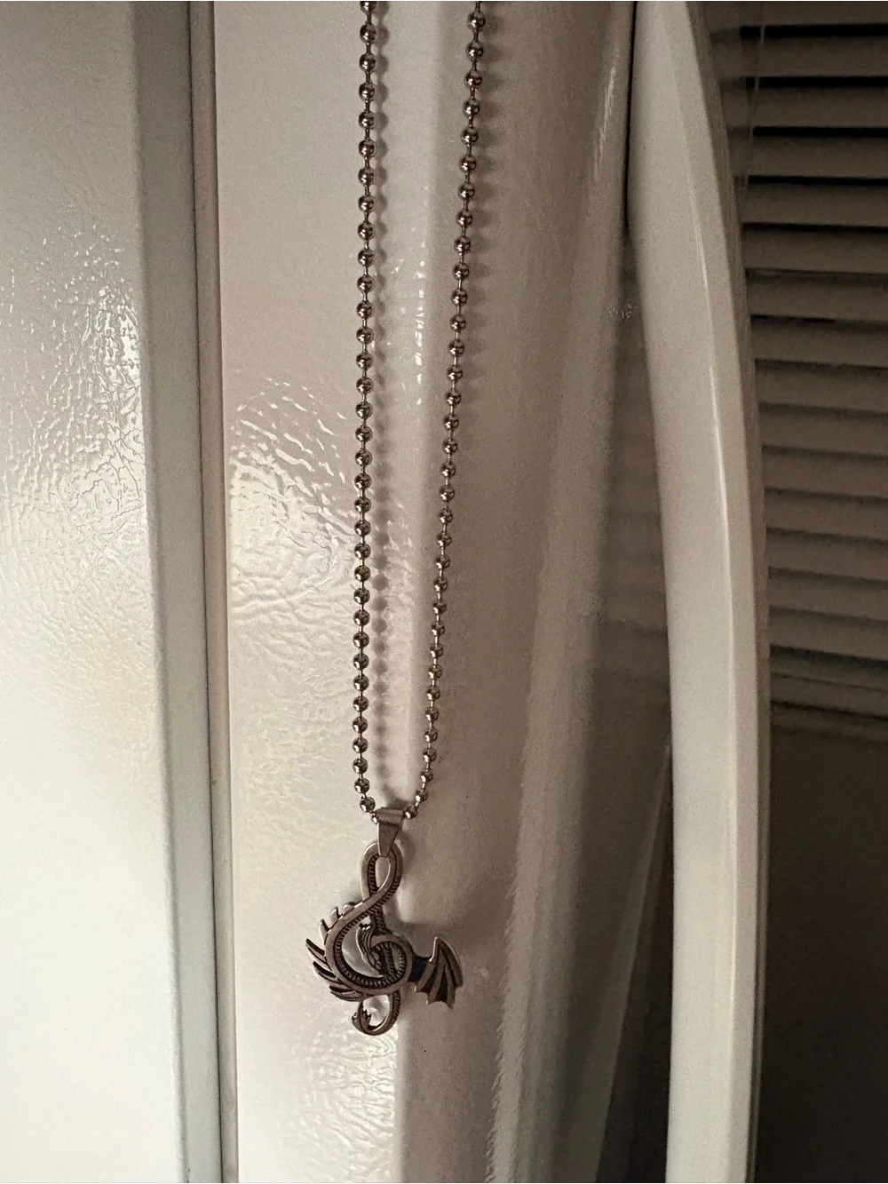 Men's Dragon Pendant Necklace in Silver Tone - Stylish Ball Chain
